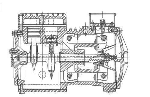 半關閉式壓縮機的構造總圖